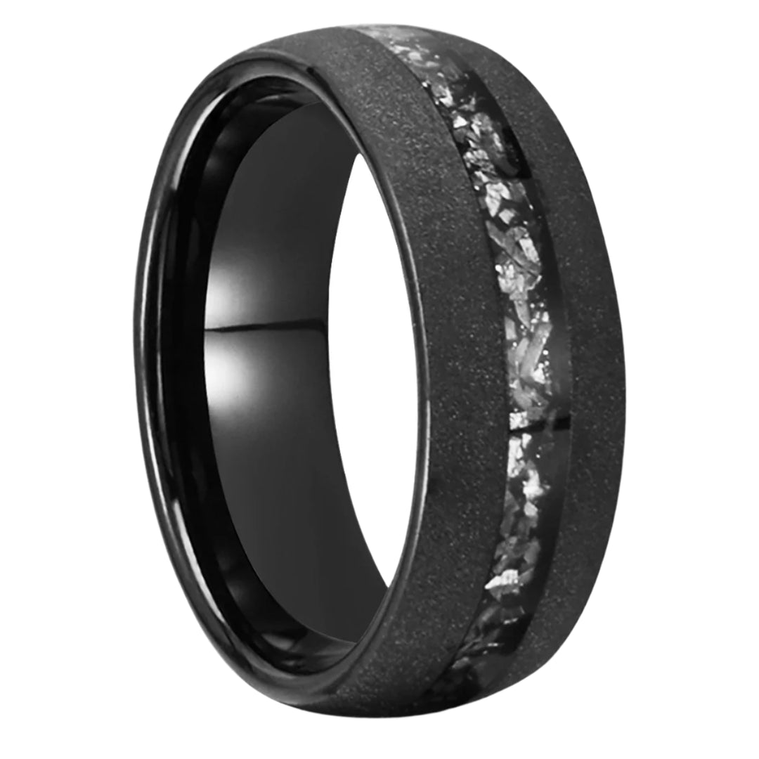 Black Tungsten Meteorite Ring