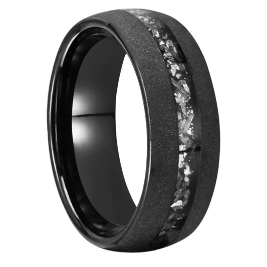 Black Tungsten Meteorite Ring