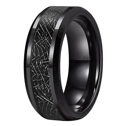 Black Tungsten Meteorite Ring