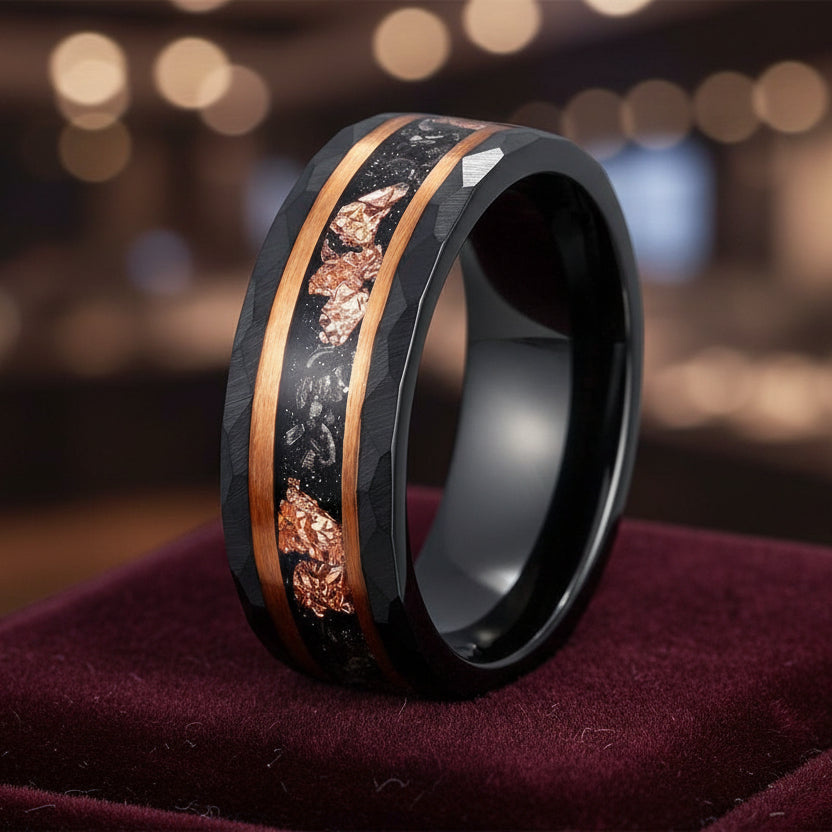 Black_Tungsten_Meteorite_Ring_with_Rose_Gold_Liner