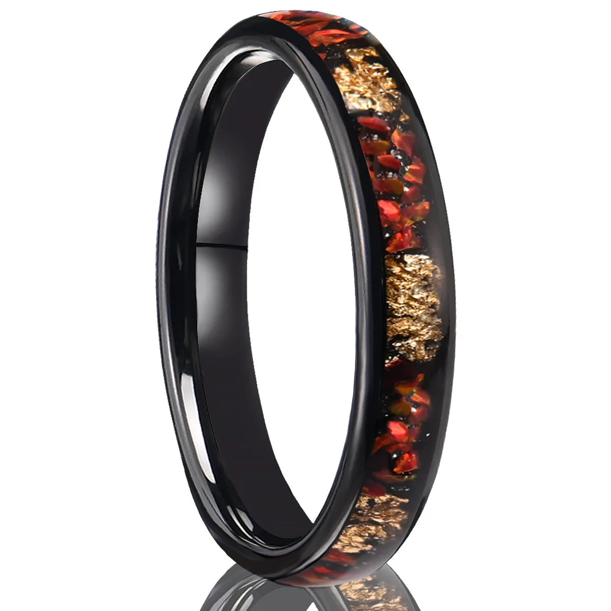 Black Tungsten Opal Ring