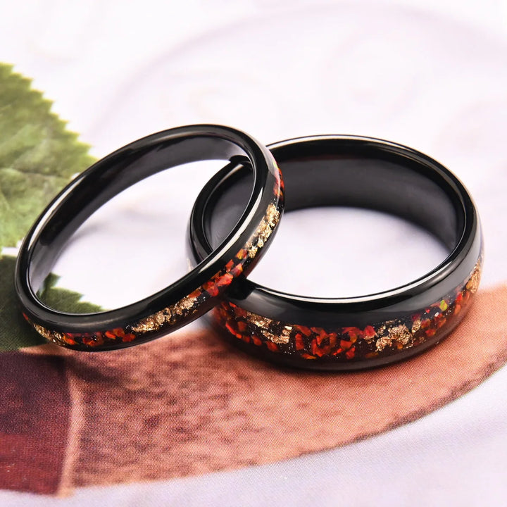 Black Tungsten Opal Ring