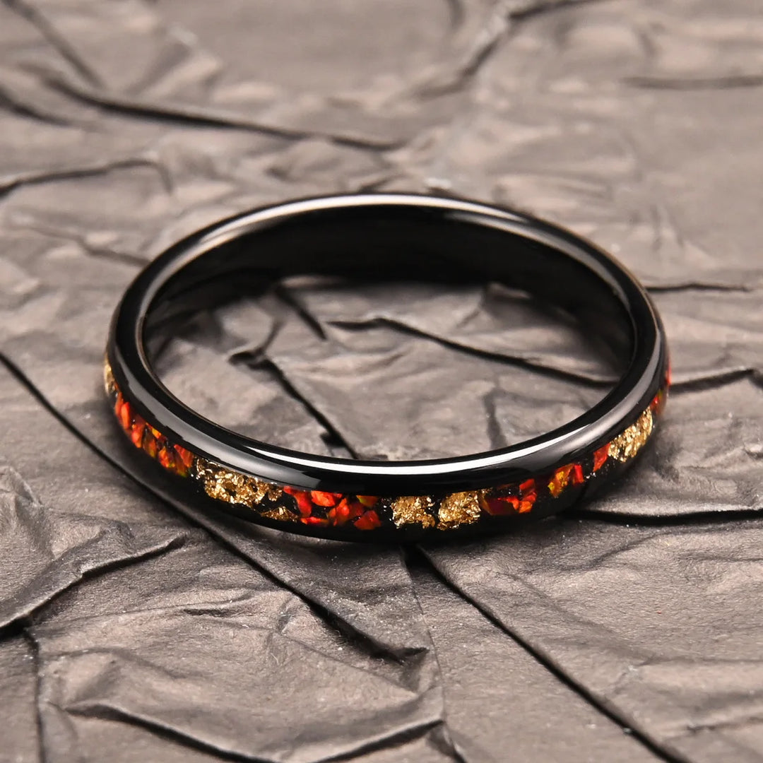 Black Tungsten Opal Ring