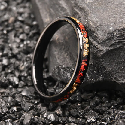Black Tungsten Opal Ring