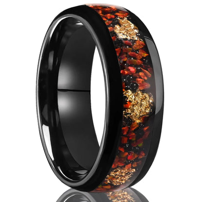 Black Tungsten Opal Ring