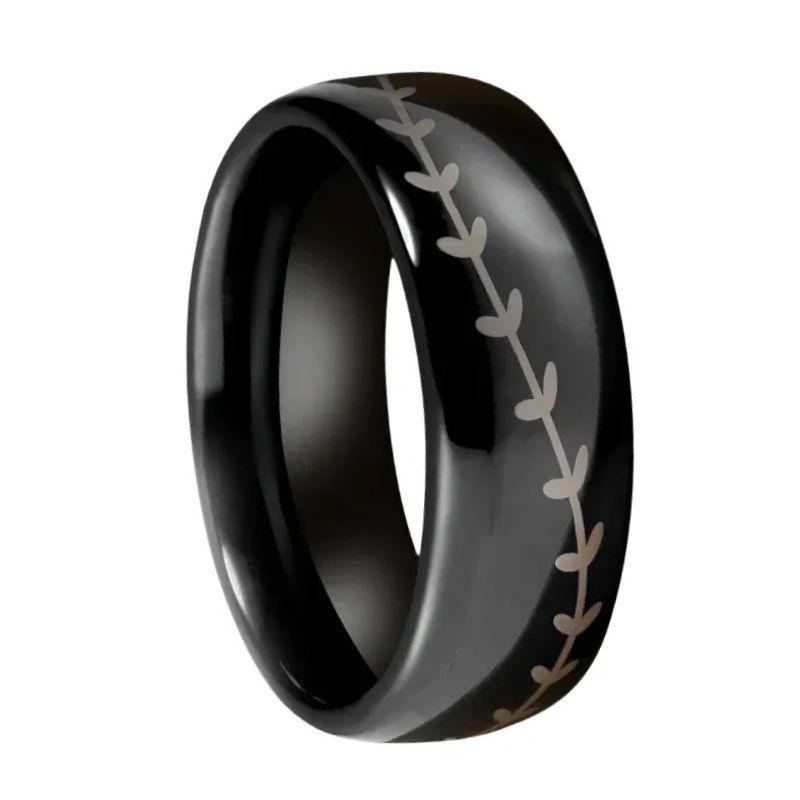 Black Tungsten Ring Engraved