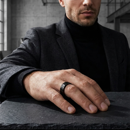 Black Tungsten Ring with I Love You Engraving