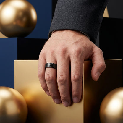 Black Tungsten Ring with cross