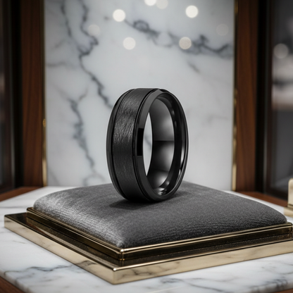 Satin Black Tungsten Wedding Band
