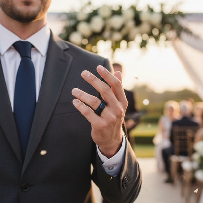 Black_Tungsten_Wedding_Band_with_Blue_Offset_Groove