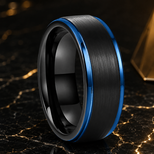 Black Tungsten Wedding Band with Comfort fit