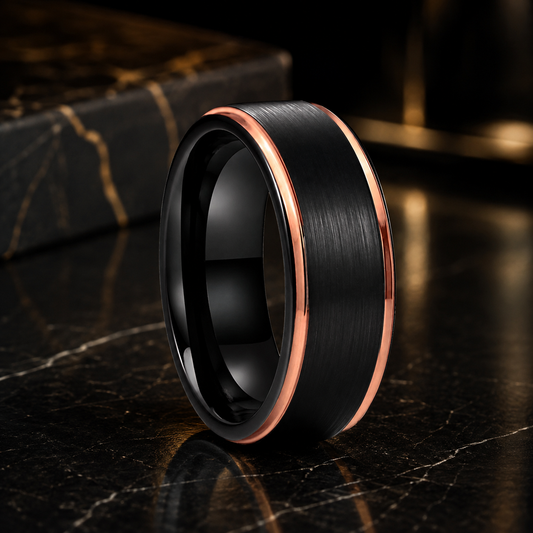 Black Tungsten Wedding Band with Comfort fit