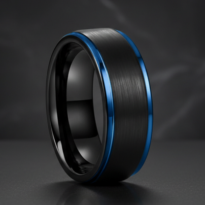 Black Tungsten Wedding Band with Comfort fit Design