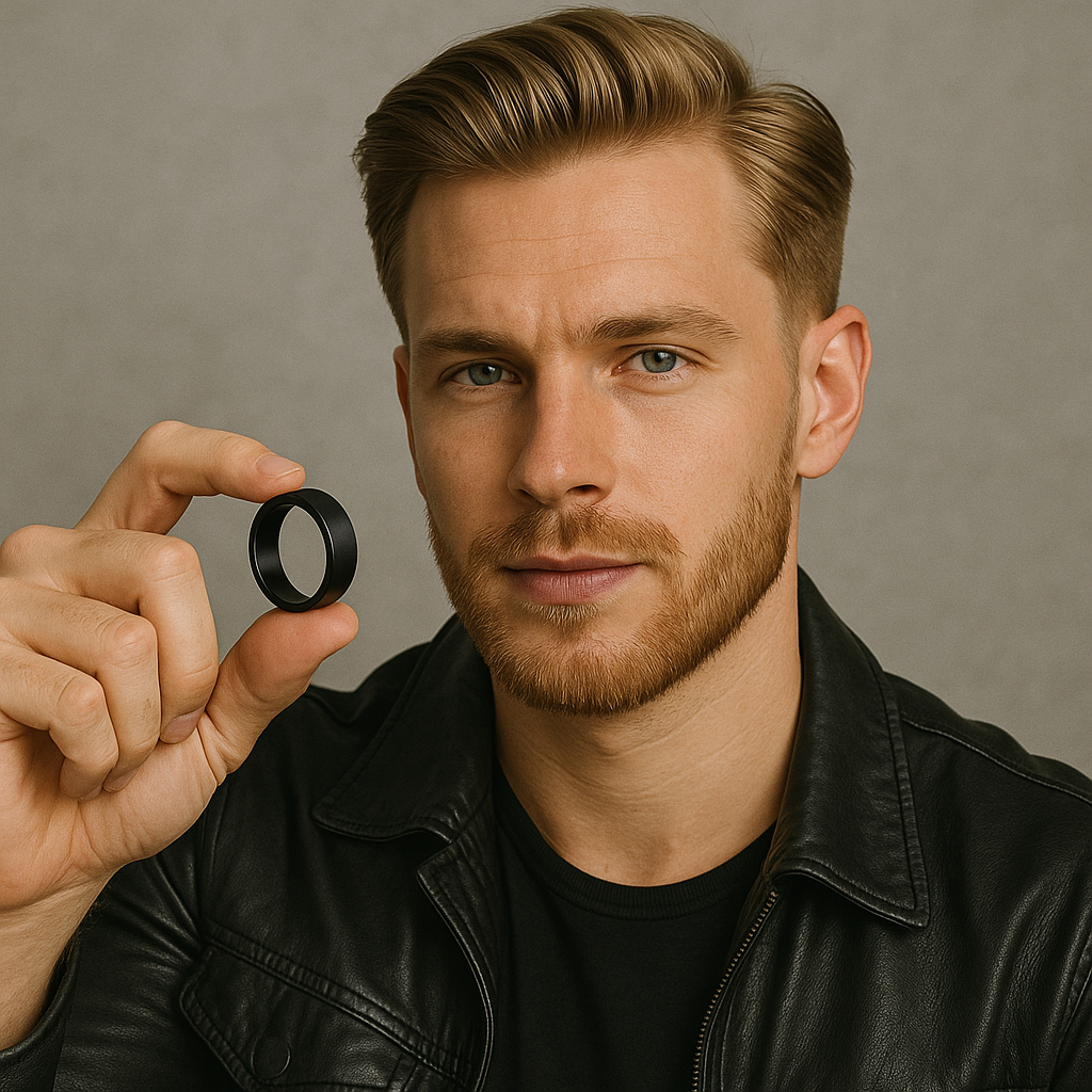 Black Tungsten Wood Ring