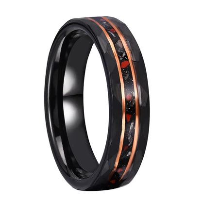 Black ring with a red and gold inlay