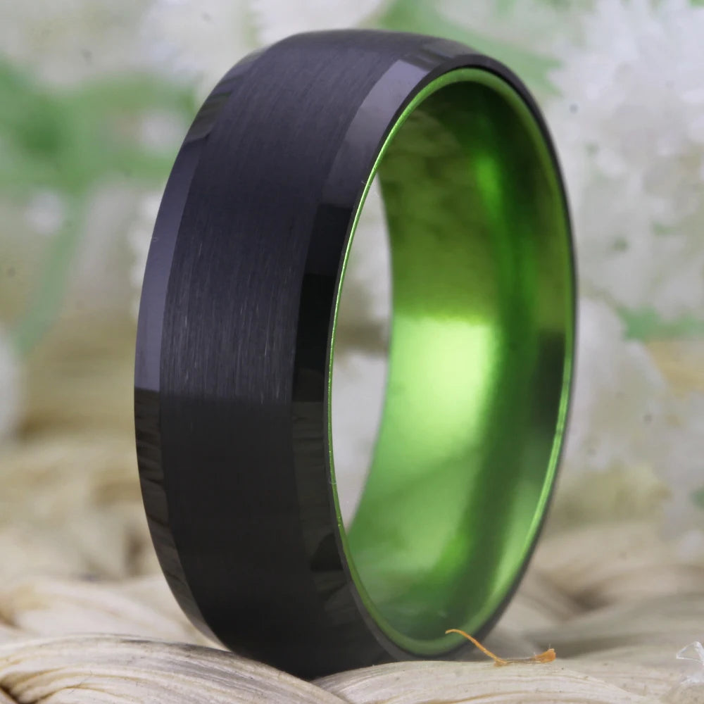 Black Tungsten with Green Aluminum Ring-Realtungsten brand