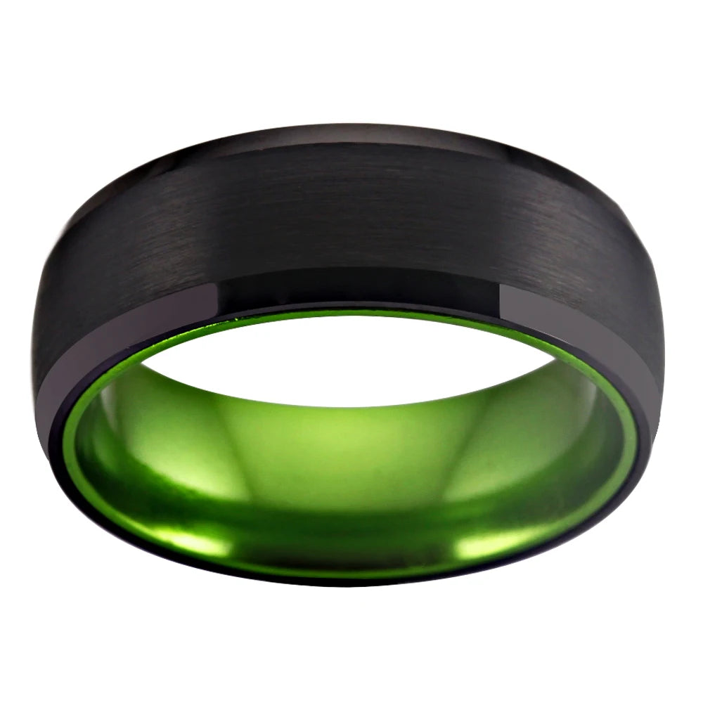 Black Tungsten with Green Aluminum Ring