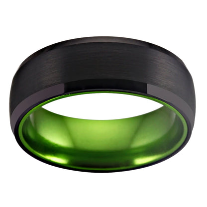 Black Tungsten with Green Aluminum Ring