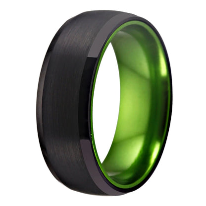 Black Tungsten with Green Aluminum Ring