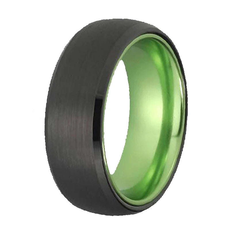 Black Tungsten with Green Aluminum Ring
