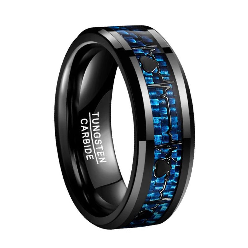 Black and Blue Carbon Fiber Ring