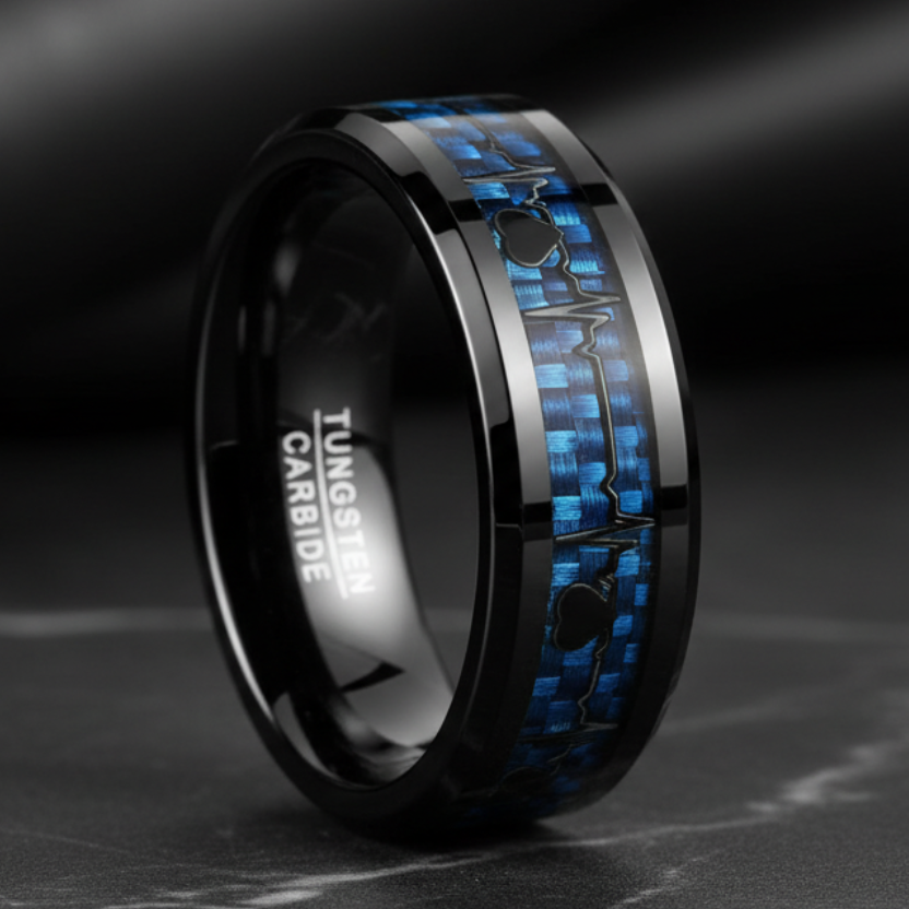 Purple Carbon Fiber Tungsten Ring 