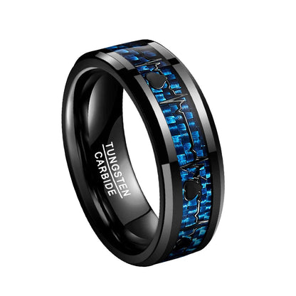 Black and Blue Carbon Fiber Ring