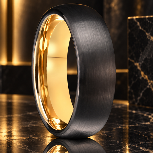 Black and Gold Tungsten Ring