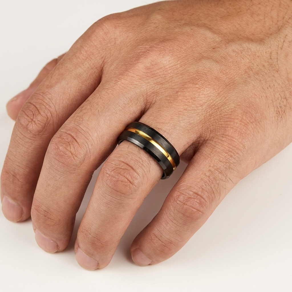 Black and Gold Tungsten ring