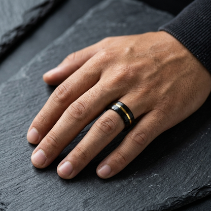 Black and Gold Tungsten ring for men