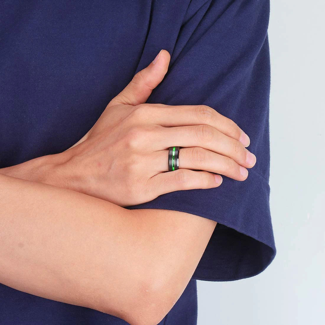 Black and Green Tungsten Ring