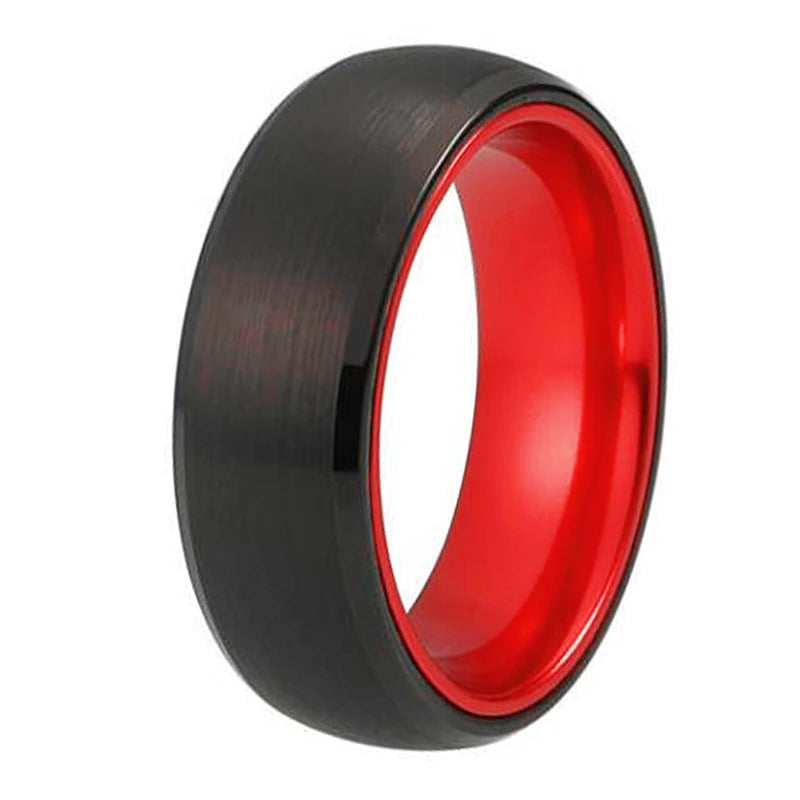 Black and Red Tungsten Ring