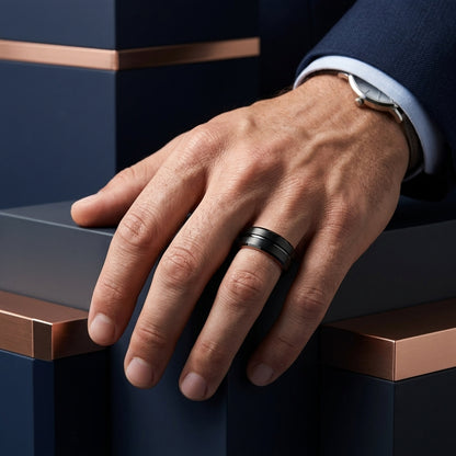 Black and Rose Gold Tungsten Ring