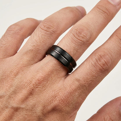 Black and Rose Gold Tungsten Ring