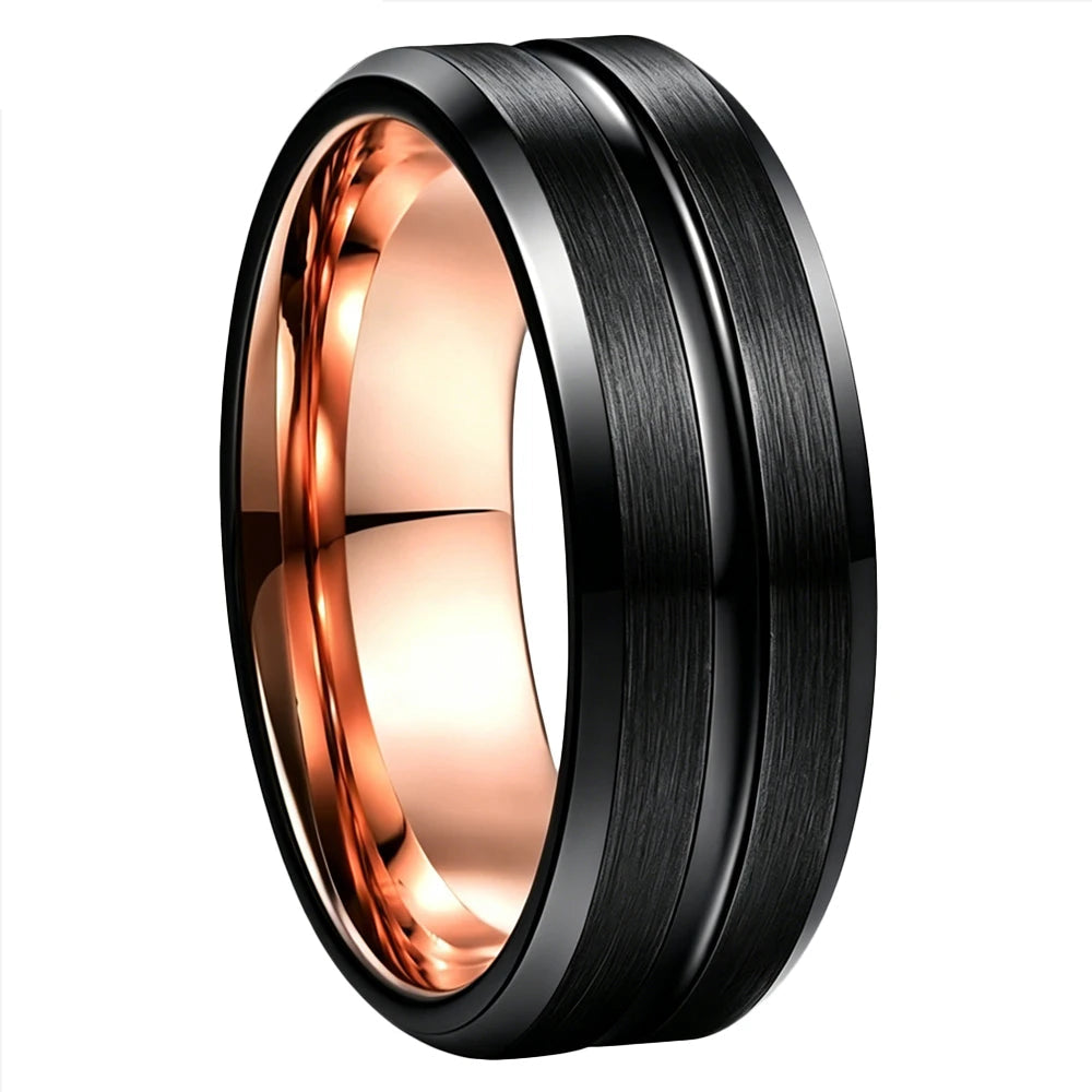 Black and Rose Gold Tungsten Ring