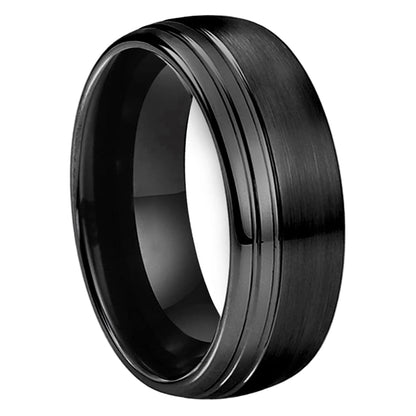 Black tungsten carbide ring with brushed finish 