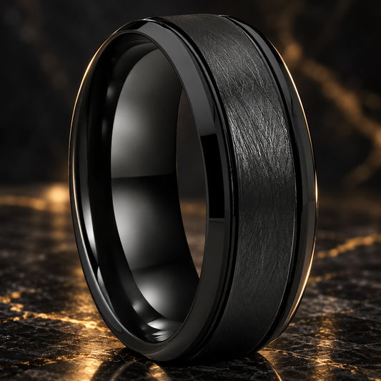 8mm Black Tungsten Carbide Ring for Men