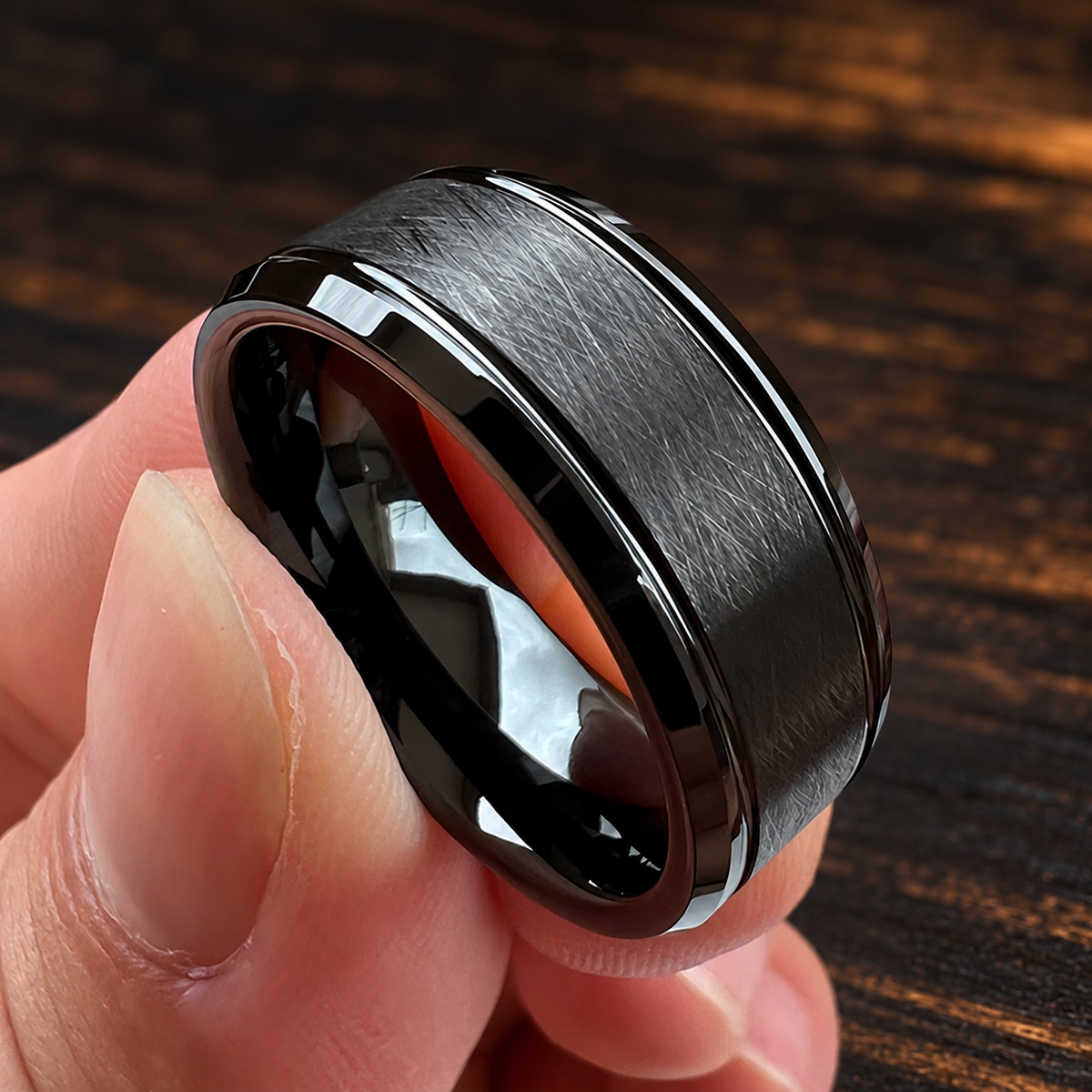 8mm Black Tungsten Carbide Ring for Men