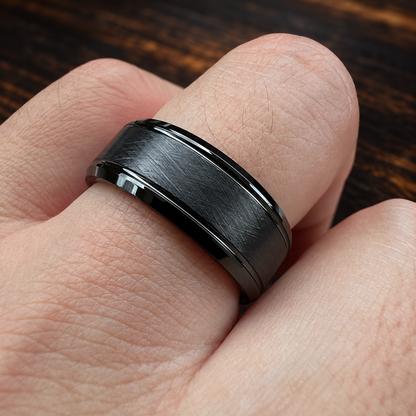 8mm Black Tungsten Carbide Ring for Men