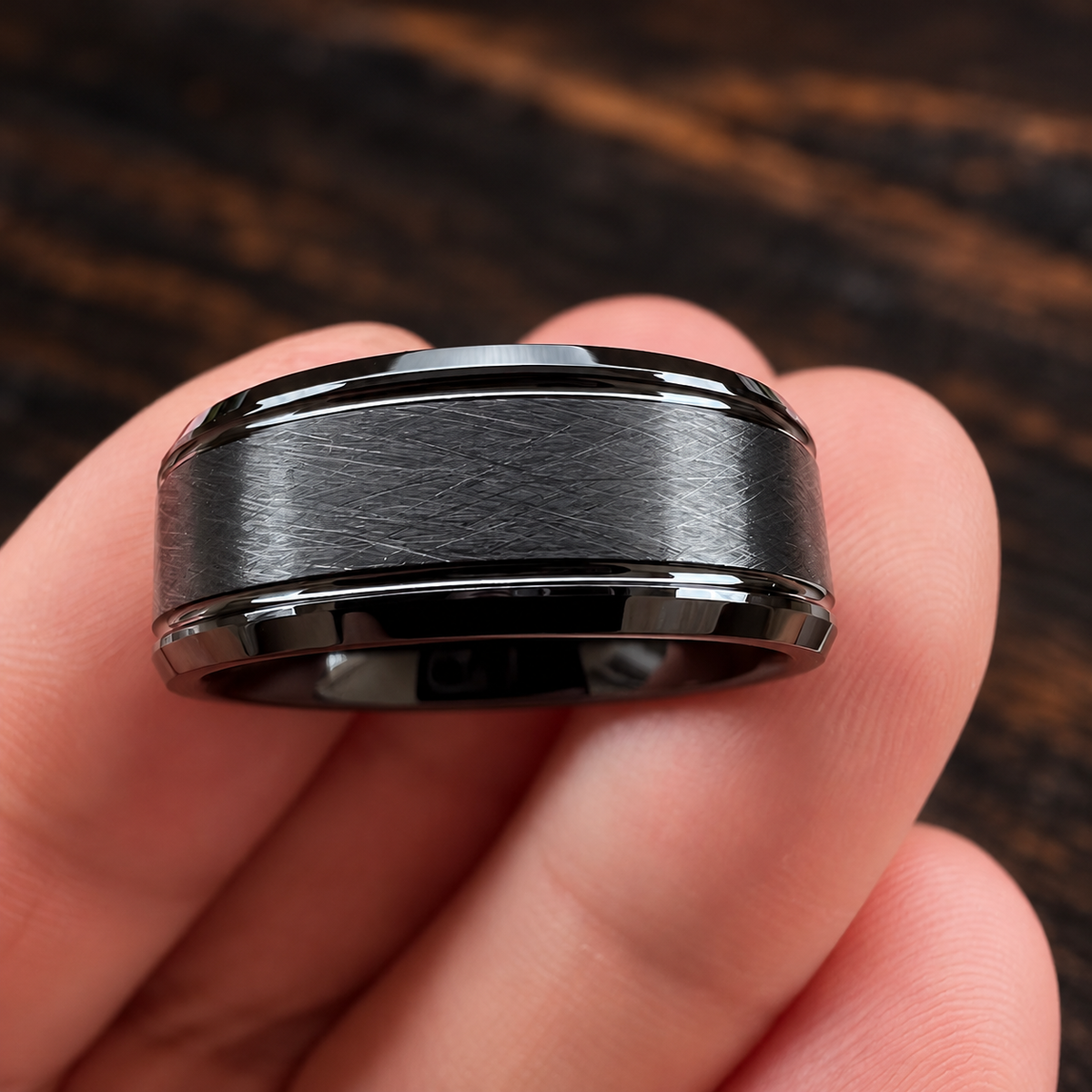 8mm Black Tungsten Carbide Ring for Men