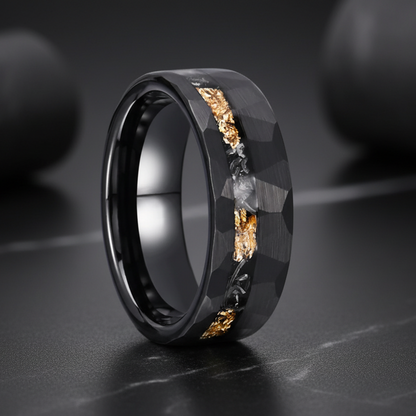 Personalized Black Tungsten Ring with Date Engraving