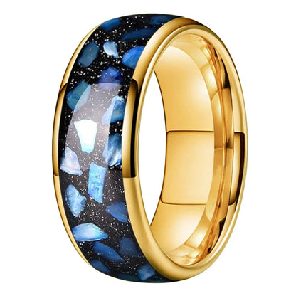 Blue Agate Tungsten Ring