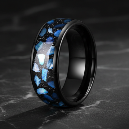 Blue Agate Tungsten Ring