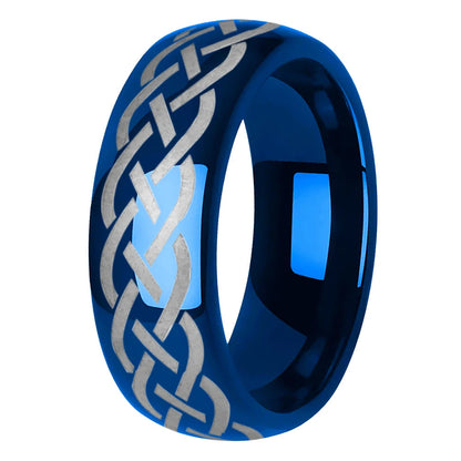 Blue Celtic Knot Tungsten Ring