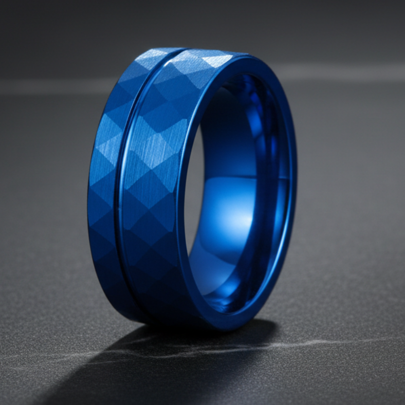 Blue_Hammered_Tungsten_Ring