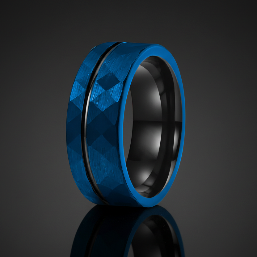 Blue_Hammered_Tungsten_Ring
