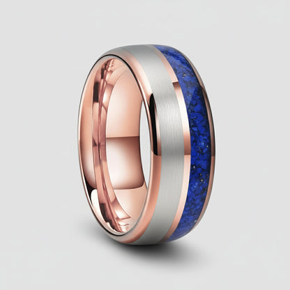 Blue Lapis Lazuli and Mother of Pearl Tungsten Ring