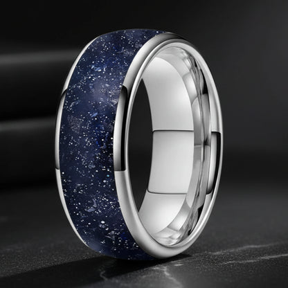 Blue Sandstone 'Galaxy' Tungsten Ring - Comfort Fit (6/8mm)