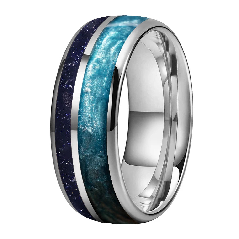 Blue Sandstone Tungsten Ring