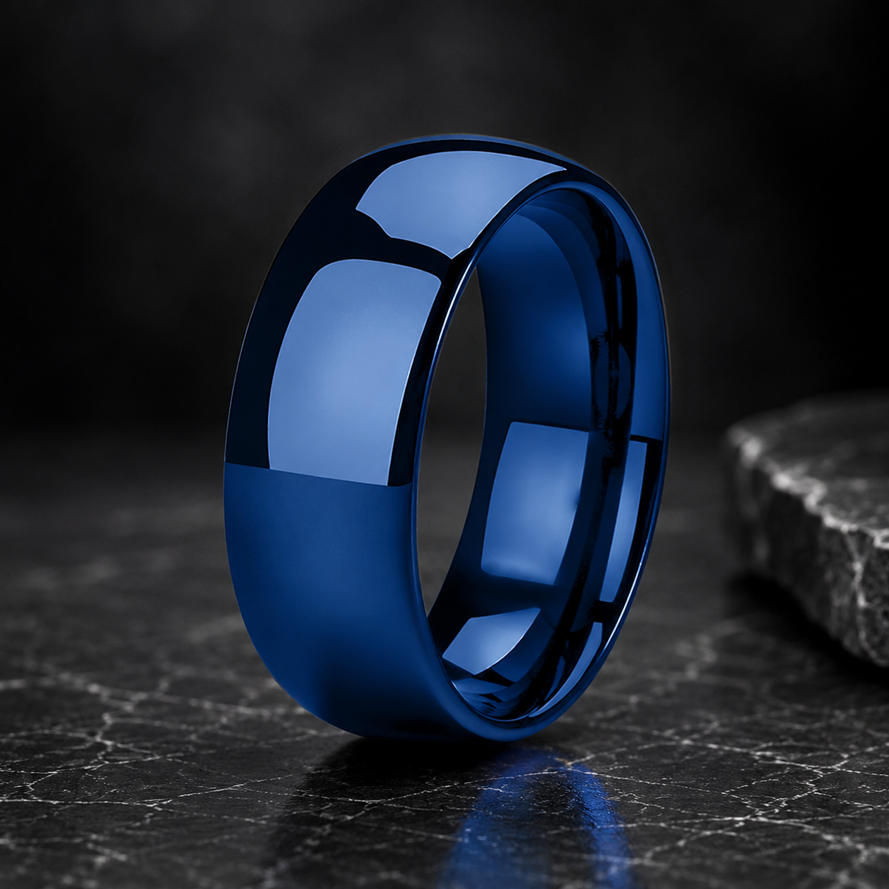 Blue Tungsten Wedding Ring